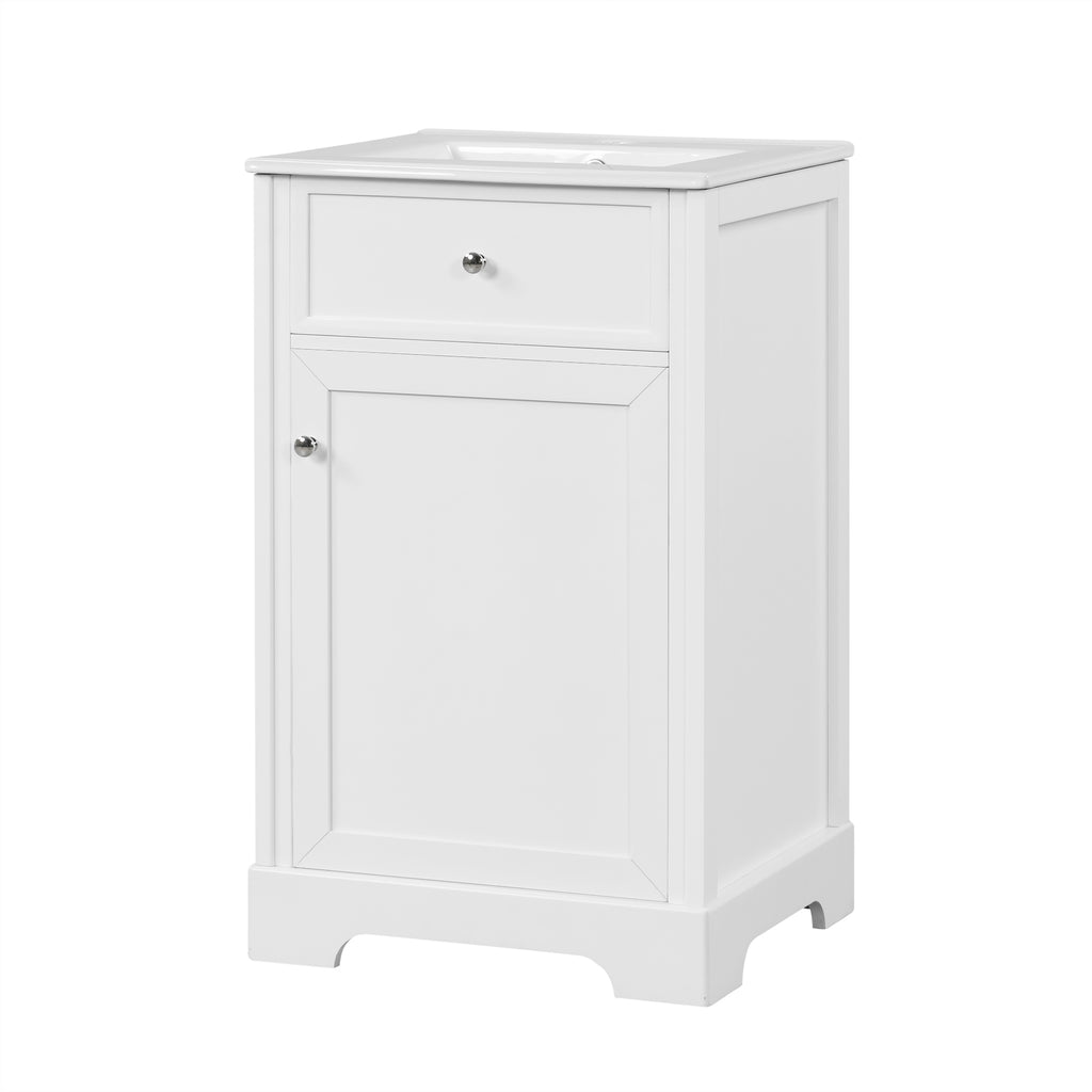 Leoglint 20" Bathroom Vanity with Sink, Bathroom Cabinet with Soft Closing Door, Storage Rack and Adjustable Shelve, White