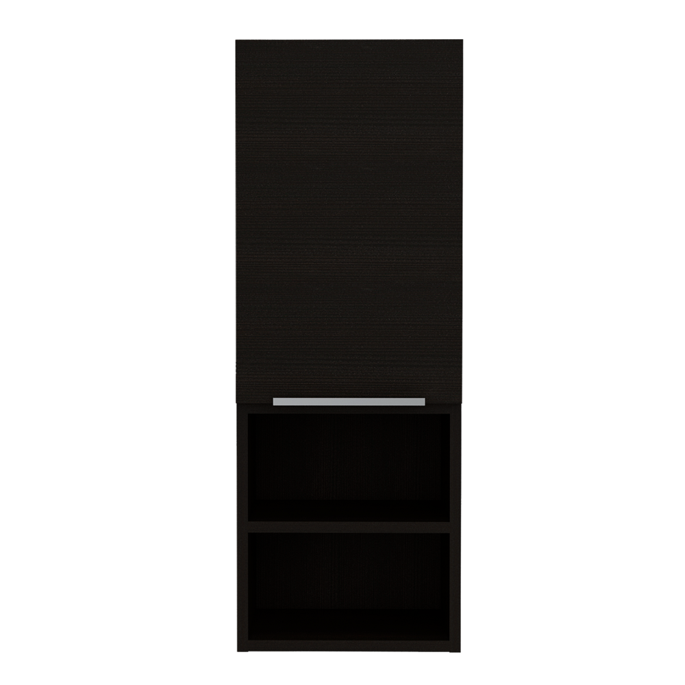 Leoglint Medicine 32H" Single Door Cabinet, Two External Shelves, Two Interior Shelves, Black