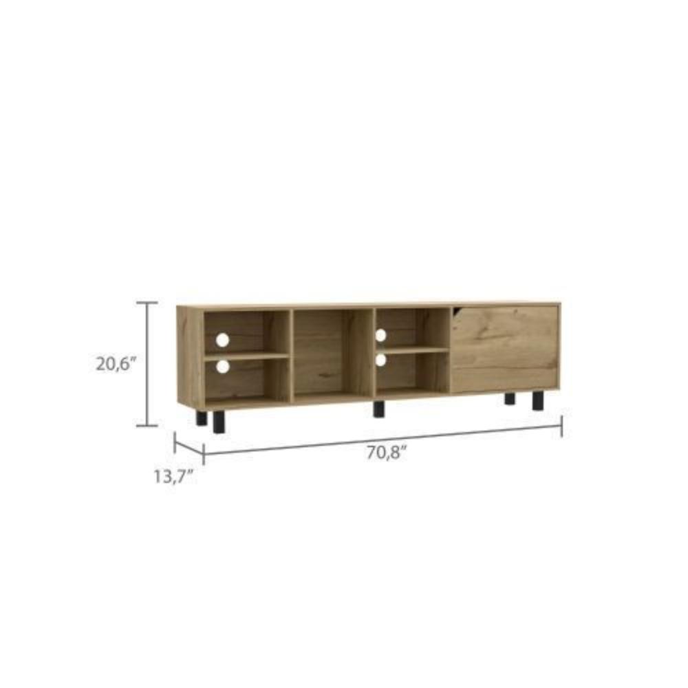 Leoglint Valdivia Tv Stand for TV´s up 70", Four Open Shelves, Five Legs -Light Oak