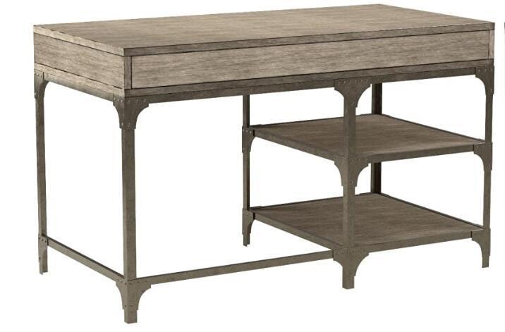 Leoglint ACME Gorden Office Desk in Weathered Oak & Antique Silver 92325