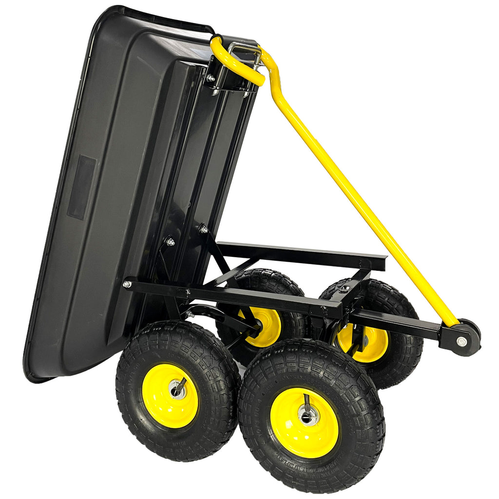 Leoglint Garden Cart with Steel Frame Outdoor Wagon with 10 Inch Pneumatic Tires, 55L Capacity, Black