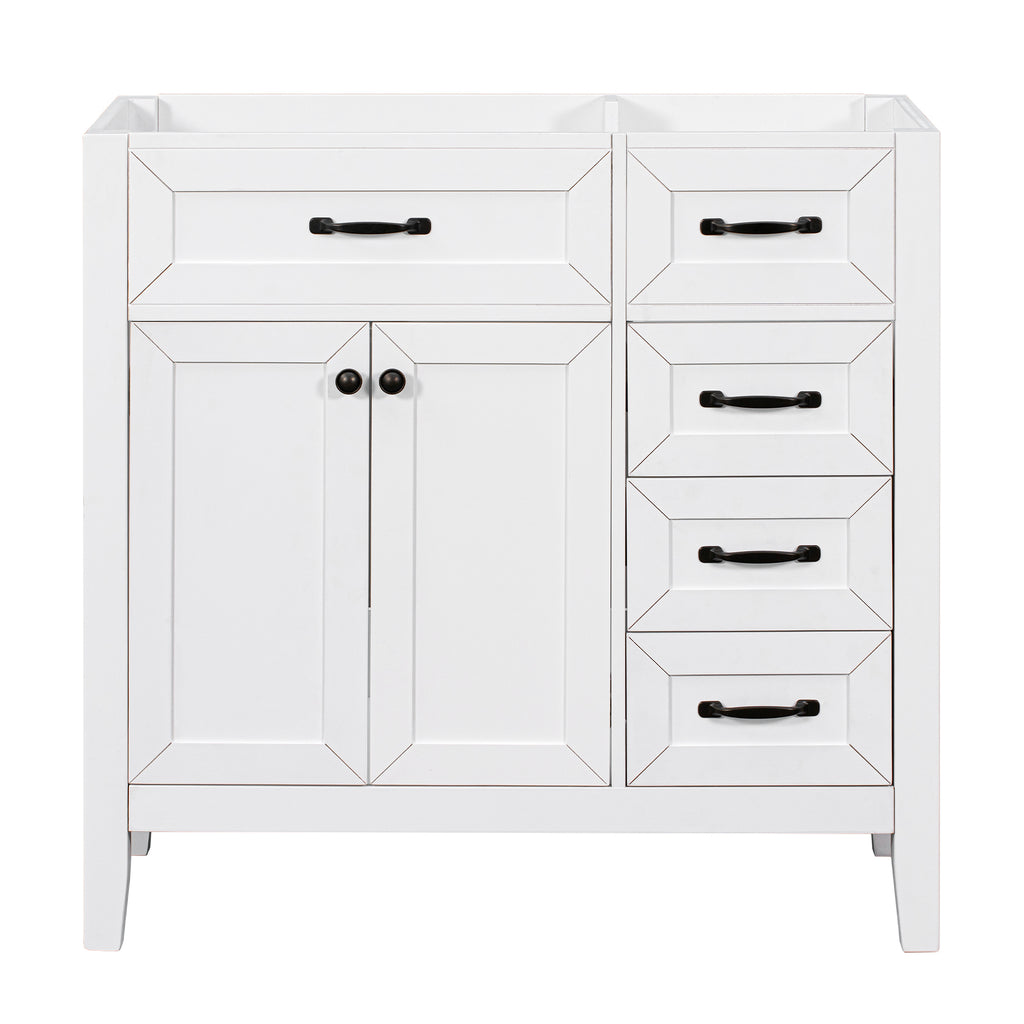 Leoglint 36" Bathroom Vanity without Sink, Cabinet Base Only, Bathroom Cabinet with Drawers, Solid Frame and MDF Board, White