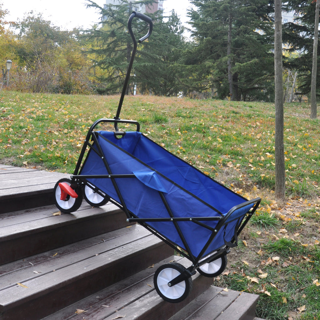 Leoglint Garden cart Folding Wagon Garden Shopping Beach Cart (blue)