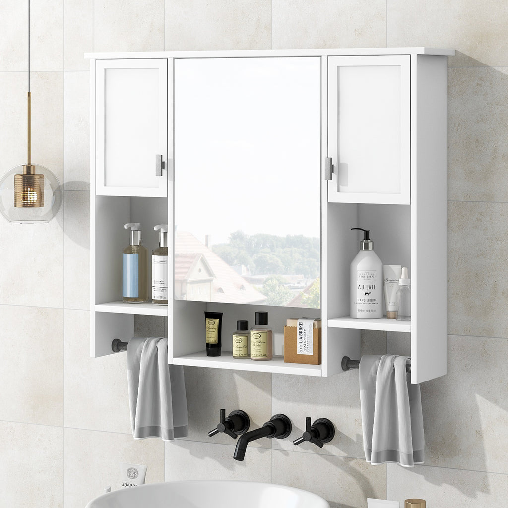 Leoglint 35'' x 28'' Modern Wall Mounted Bathroom Storage Cabinet, Bathroom Wall Cabinet with Mirror, Medicine Cabinet with Towels Bar