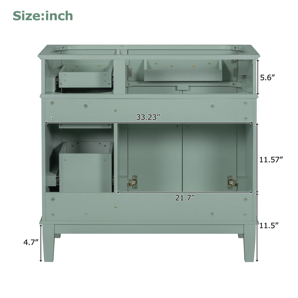 Leoglint [Cabinet Only] 36" Green Modern Bathroom Vanity(Sink not included)