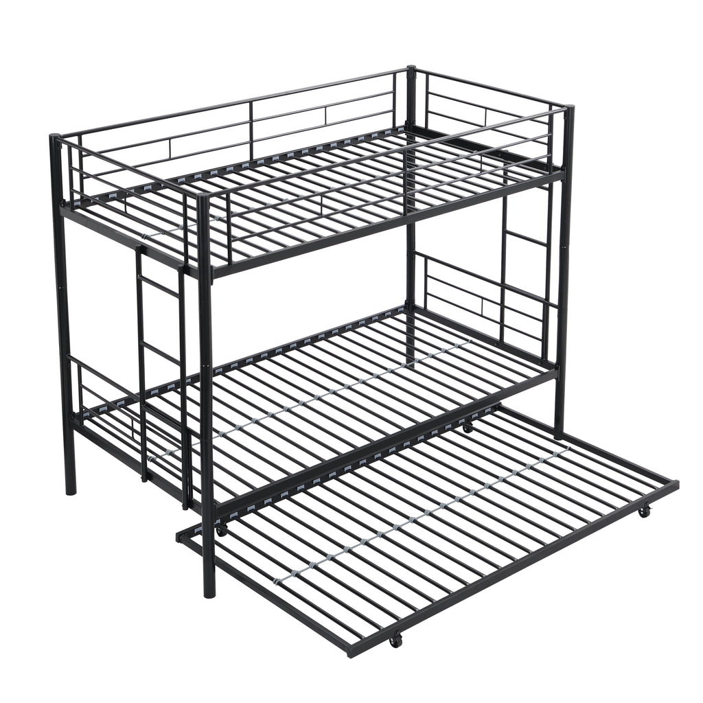 Leoglint METAL Bunk Bed Frame with trundle  Black