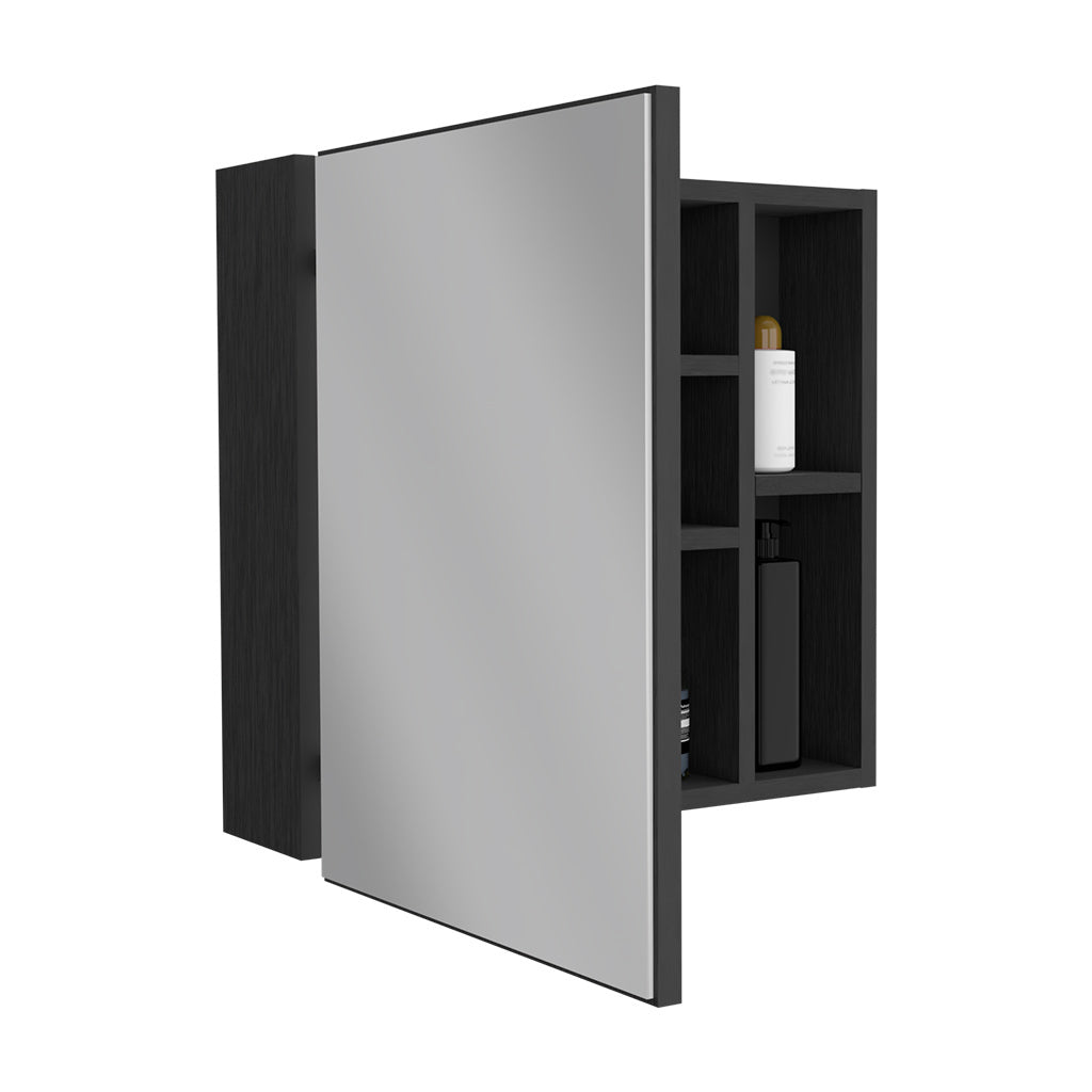 Leoglint Medicine Cabinet Viking, Three Internal Shelves, Single Door, Two External Shelves, Black Wengue Finish