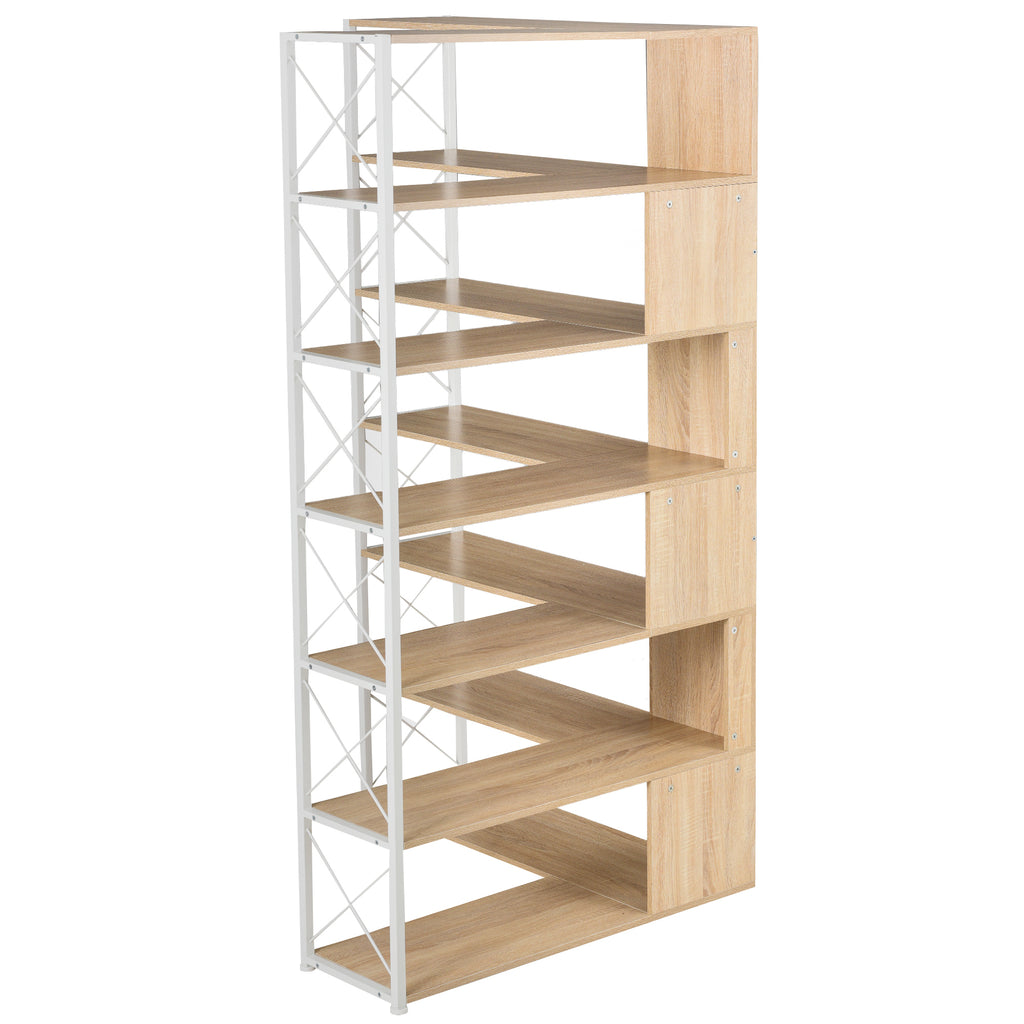 Leoglint 7-Tier Bookcase Home Office Bookshelf,  L-Shaped Corner Bookcase with Metal Frame, Industrial Style Shelf with Open Storage, MDF Board