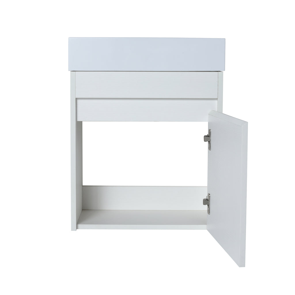 Leoglint 18'' Floating Wall-Mounted Bathroom Vanity with White Resin Sink & Soft-Close Cabinet Door