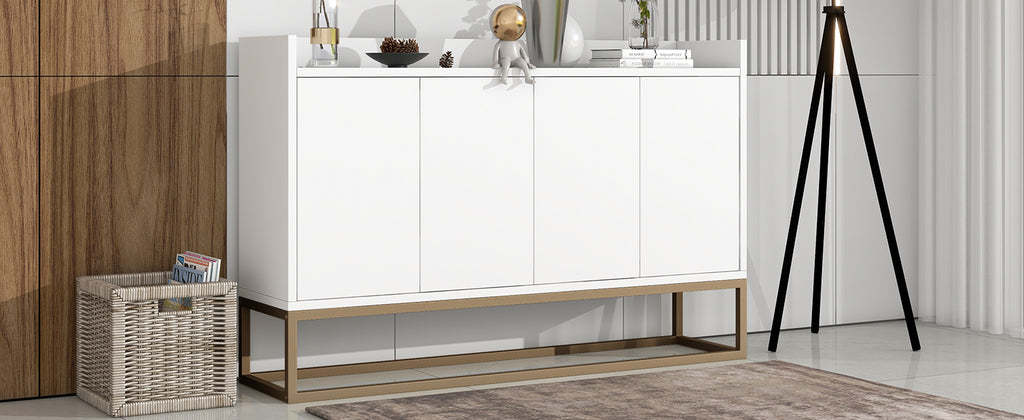 Leoglint TREXM Modern Sideboard Elegant Buffet Cabinet with Large Storage Space for Dining Room, Entryway (White)