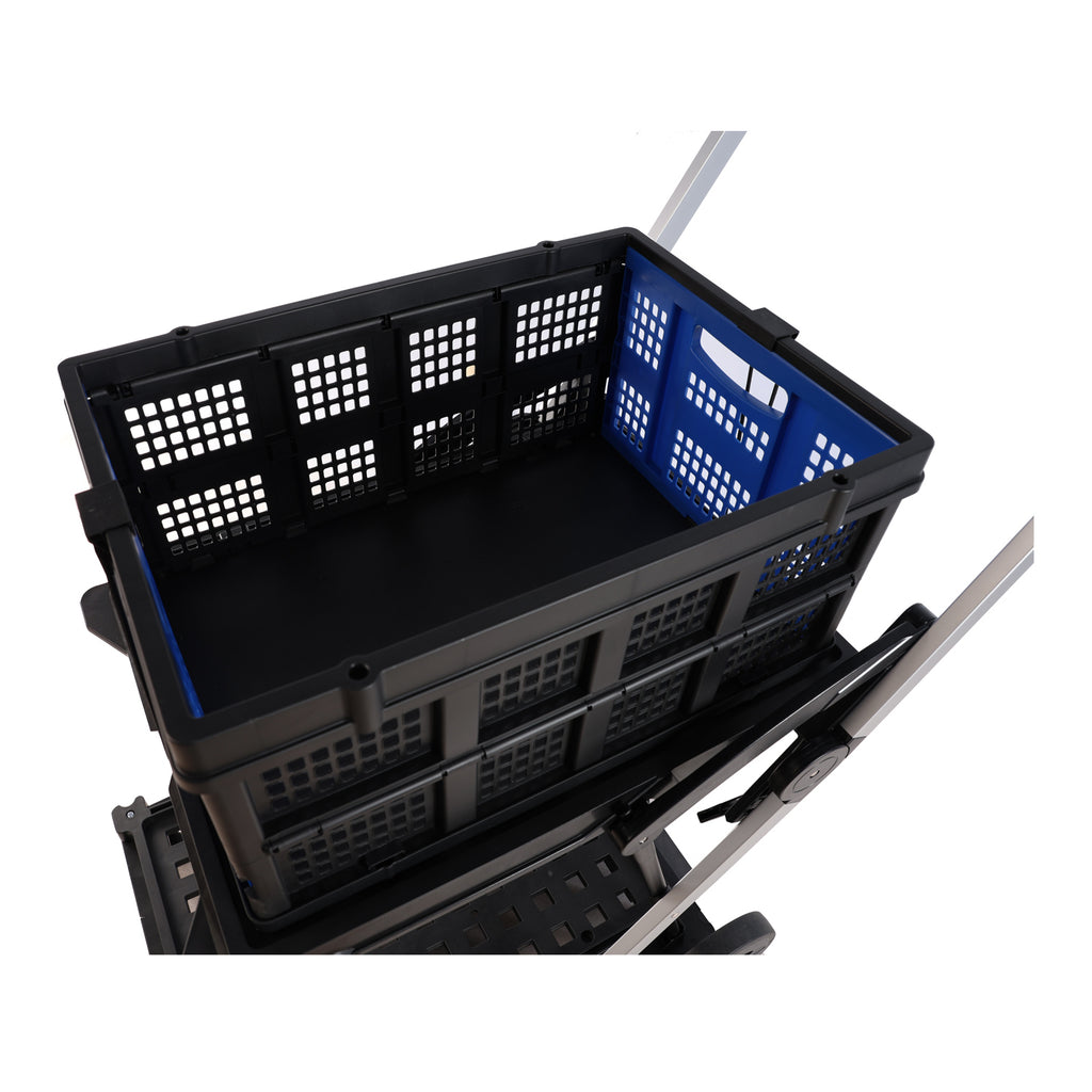 Leoglint Garden cart Folding service cart with wheels double-decker, shopping, library, office warehouse moving carts