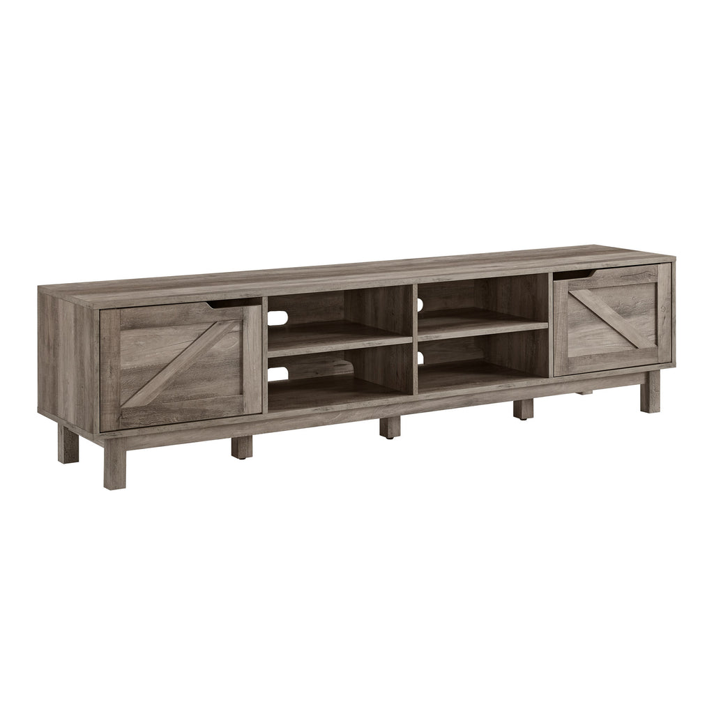 Leoglint Rustic Barndoor Open-Storage TV Stand for TVs up to 80 inches – Grey Wash