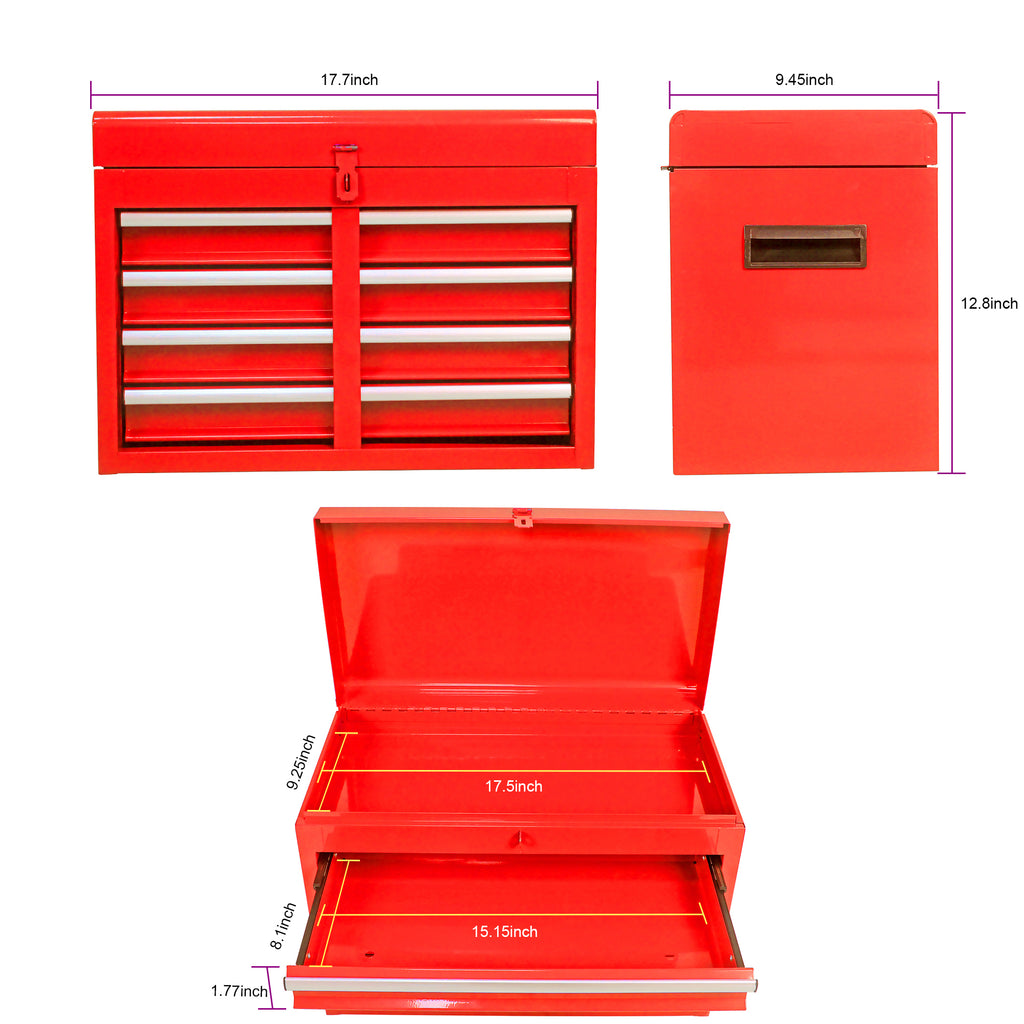 Leoglint Detachable 5 Drawer Tool Chest with Bottom Cabinet and One Adjustable Shelf--Red