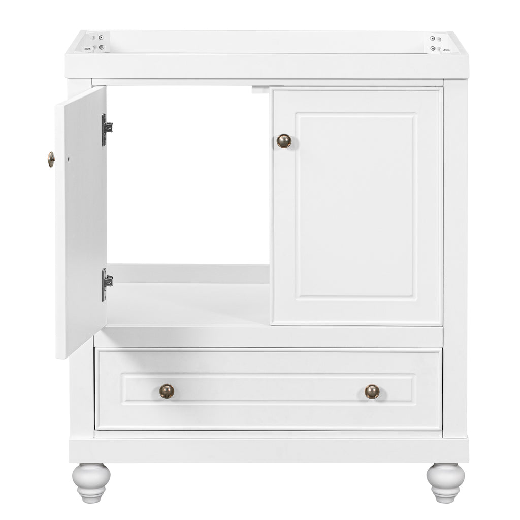 Leoglint 30" Bathroom Vanity without Sink, Base Only, Cabinet with Doors and Drawer, Solid Frame and MDF Board, White