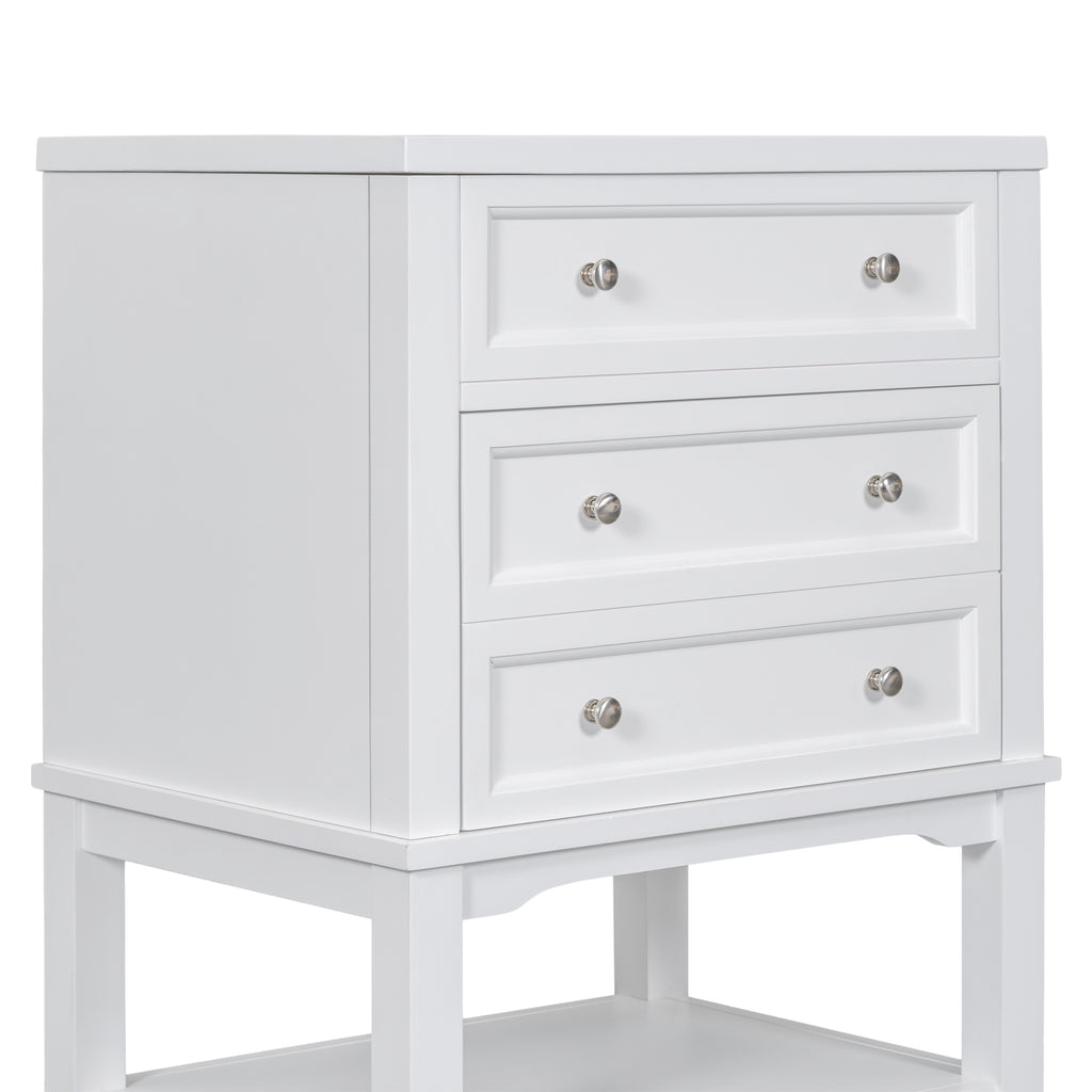 Leoglint 24" Bathroom Vanity Without Sink, Base Only, Solid Wood Frame, Bathroom Storage Cabinet with Drawer and Open Shelf, White