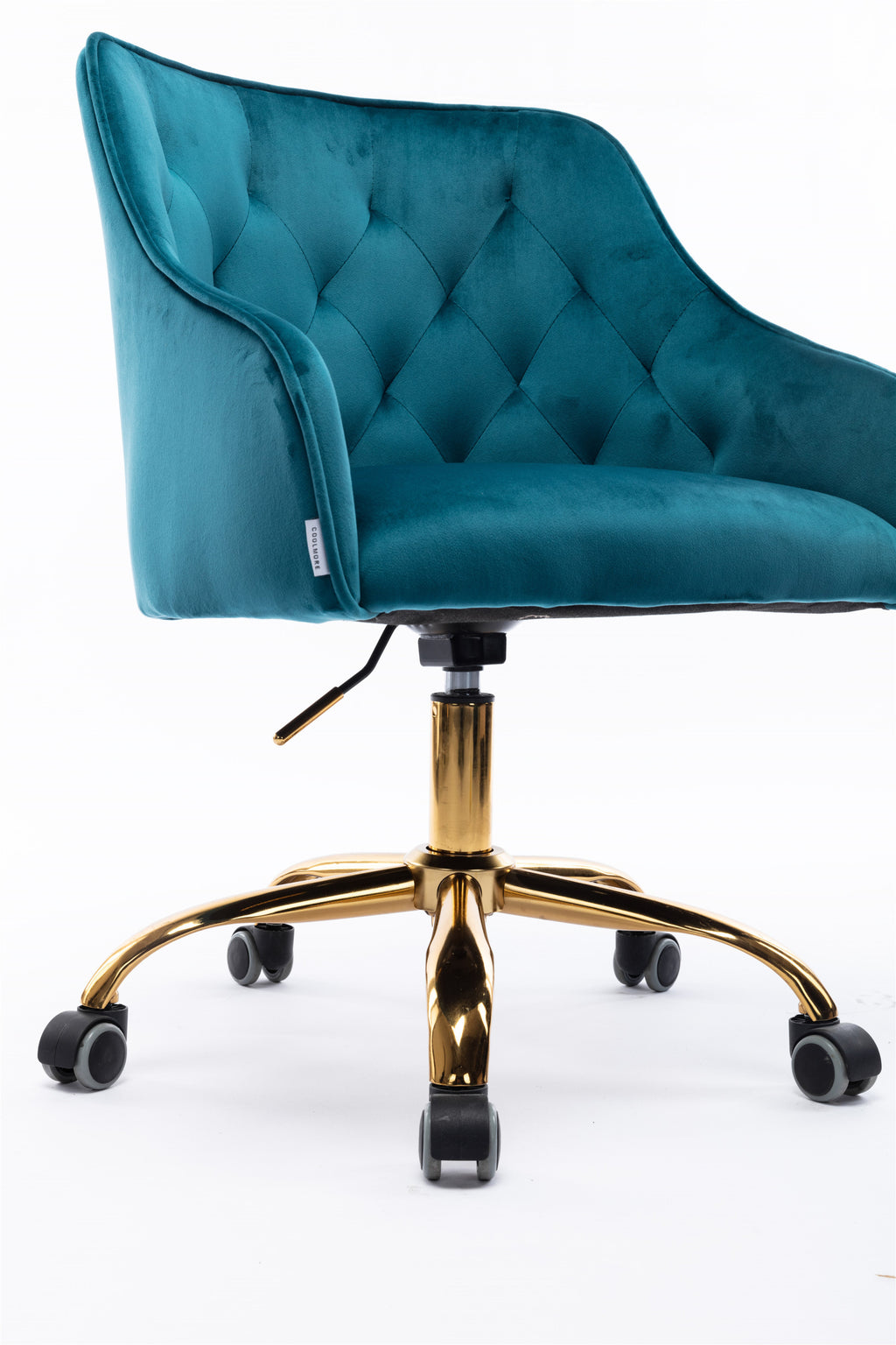 Leoglint COOLMORE Velvet Home Office Chair, Modern Cute Computer Chair, Wheels Swivel Height Adjustable Swivel Task Chair for Home Office (Teal Velvet)