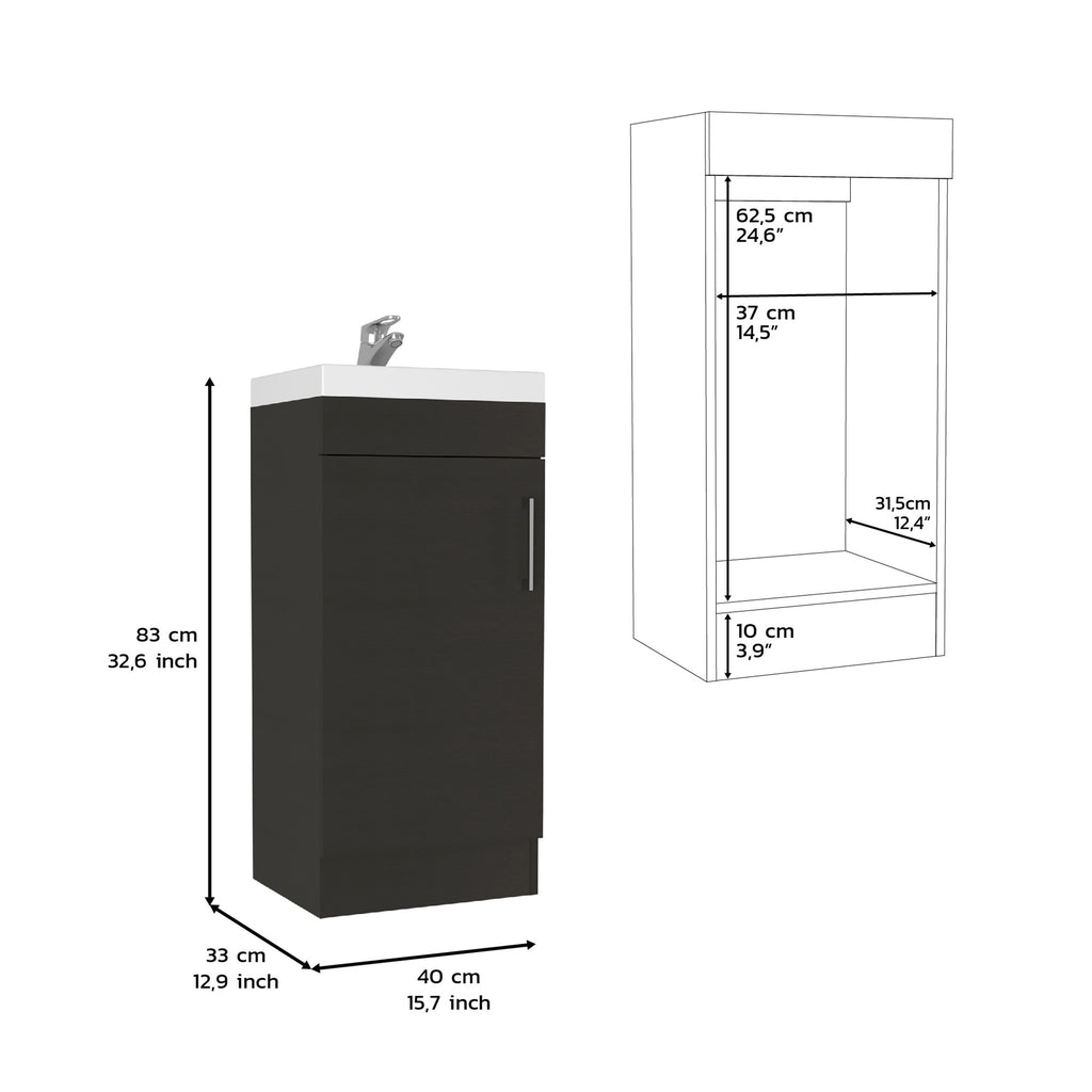 Leoglint Sevilla Bathroom Vanity, Single Door Cabinet, Black