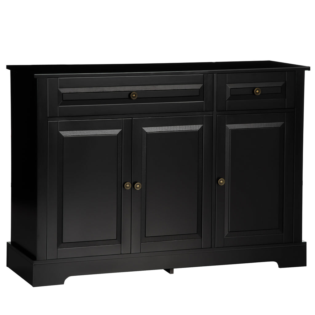 Leoglint Sideboard Buffet Cabinet, Modern Kitchen Cabinet with 2 Drawers and Adjustable Shelves, Coffee Bar Cabinet, Black