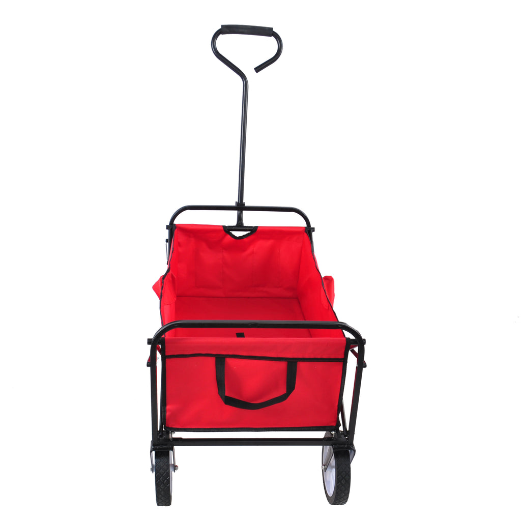 Leoglint Garden cart Folding Wagon Garden Shopping Beach Cart (Red)