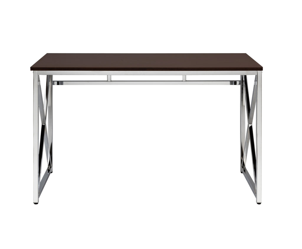 Leoglint Madison Workspace Office Desk MDF/Chrome In Brown