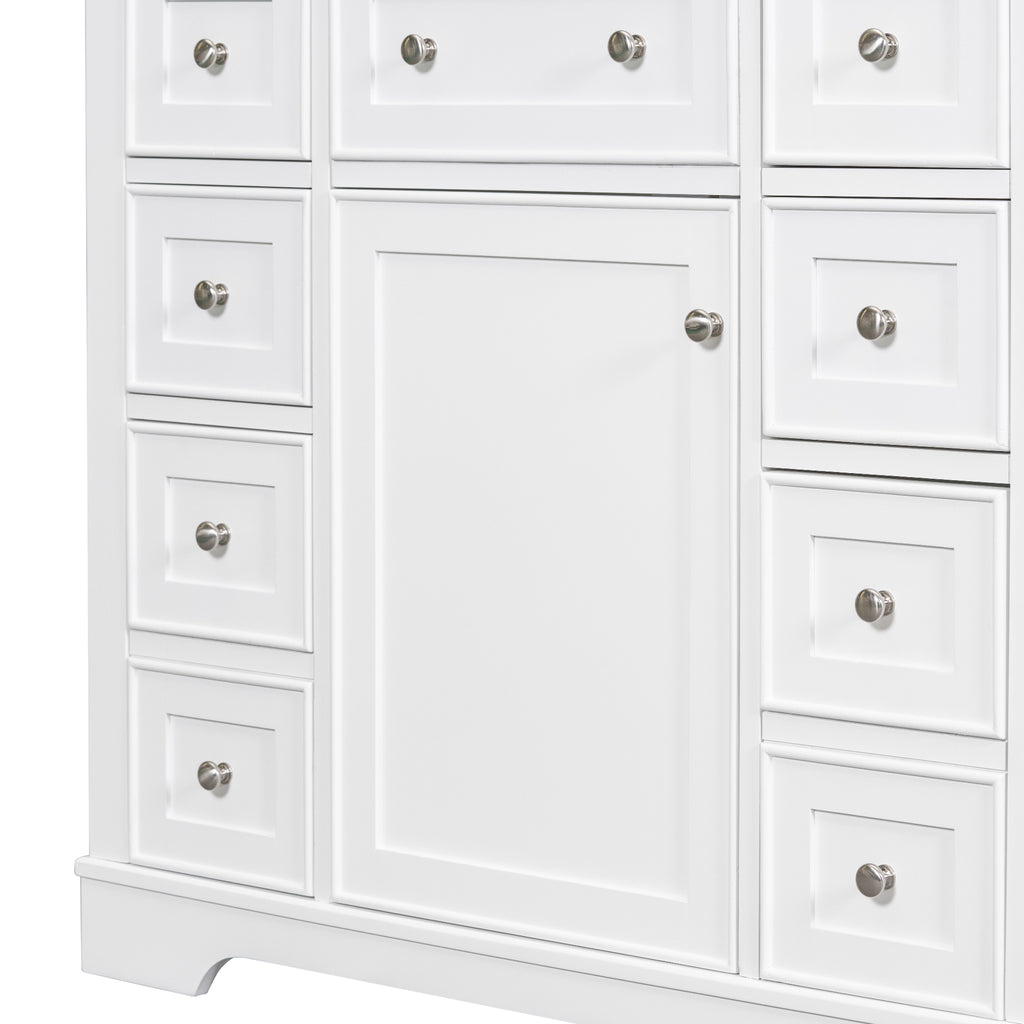 Leoglint 36" Bathroom Vanity without Sink, Cabinet Base Only, One Cabinet and Six Drawers, White