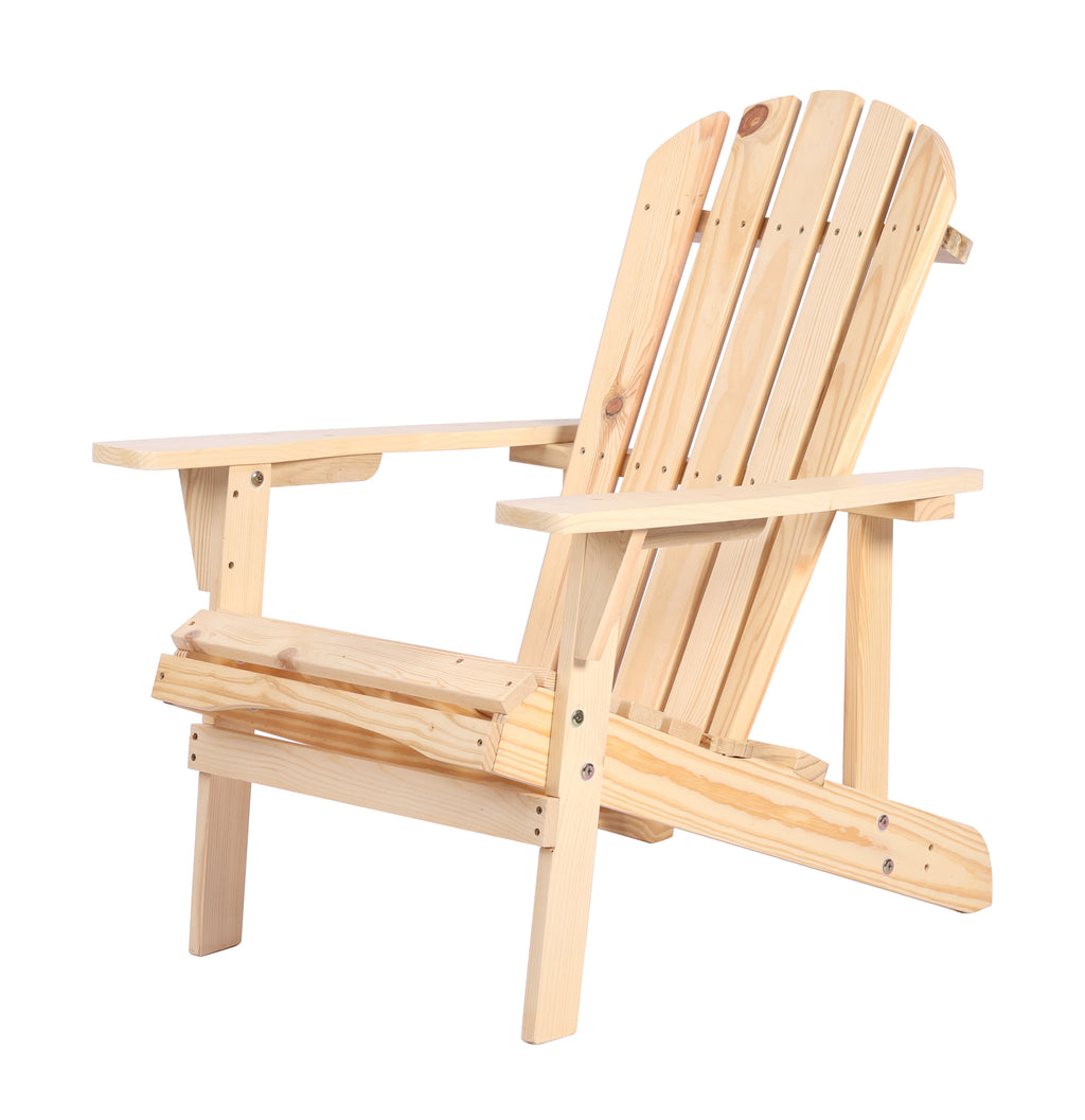 Leoglint Adirondack Outdoor Chair Solid Wood Outdoor Patio Furniture for Backyard, Garden, Lawn, Porch - Natural