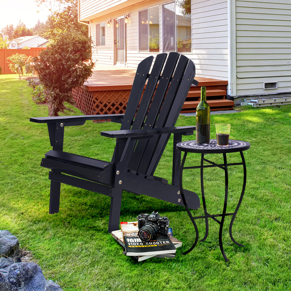 Leoglint Adirondack Outdoor Chair Solid Wood Outdoor Patio Furniture for Backyard, Garden, Lawn, Porch -Black