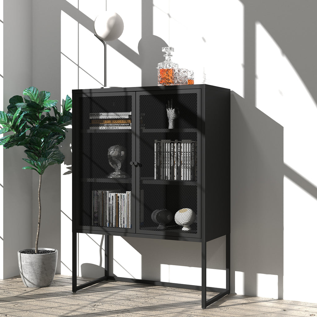 Leoglint Black Storage Cabinet with Doors, Modern Black Accent Cabinet, Free Standing Cabinet, Buffet Sideboards for Bedroom, Kitchen,Home Office