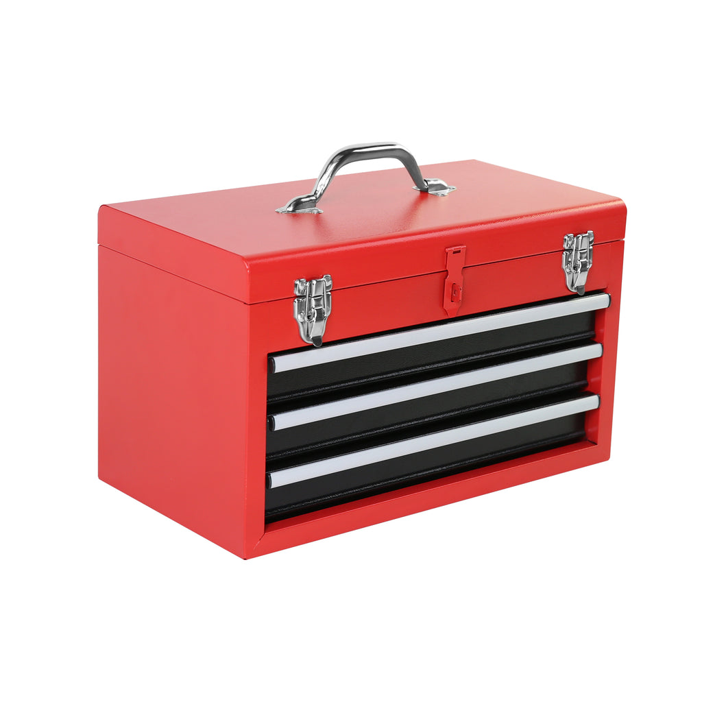 Leoglint 3-Drawer Rolling Tool Chest with Wheels, Tool Chest with Large Storage Cabinet and Adjustable Shelf, Removable Portable Top Box with Locking System Tool Chest for Garage, Warehouse