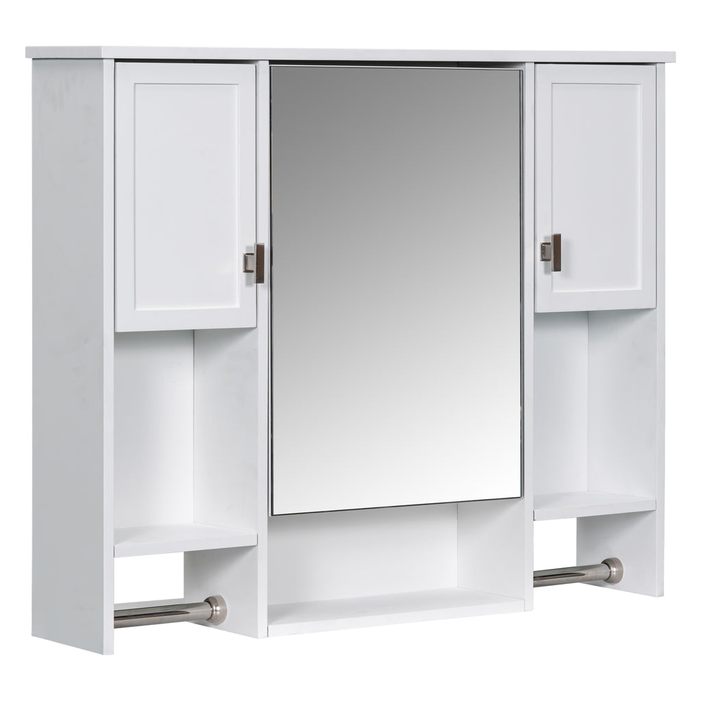 Leoglint 35'' x 28'' Modern Wall Mounted Bathroom Storage Cabinet, Bathroom Wall Cabinet with Mirror, Medicine Cabinet with Towels Bar