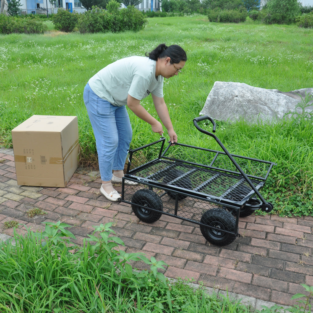 Leoglint Wagon Cart Garden cart trucks make it easier to transport firewood TC1840BKG