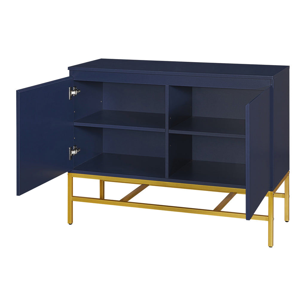 Leoglint TREXM Minimalist & Luxury Cabinet Two Door Sideboard with Gold Metal Legs for Living Room, Dining Room (Navy)