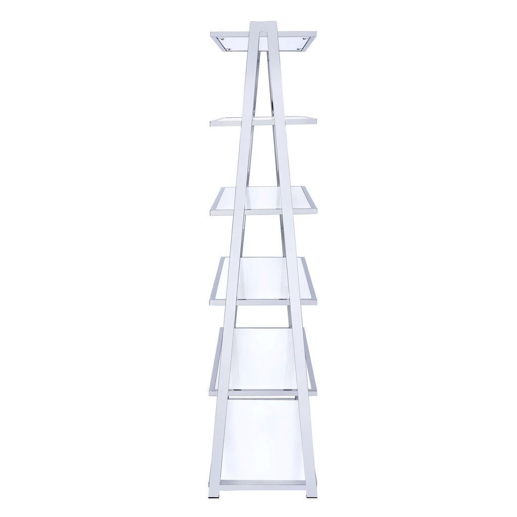 Leoglint White and Chrome Bookshelf with 6 Shelves