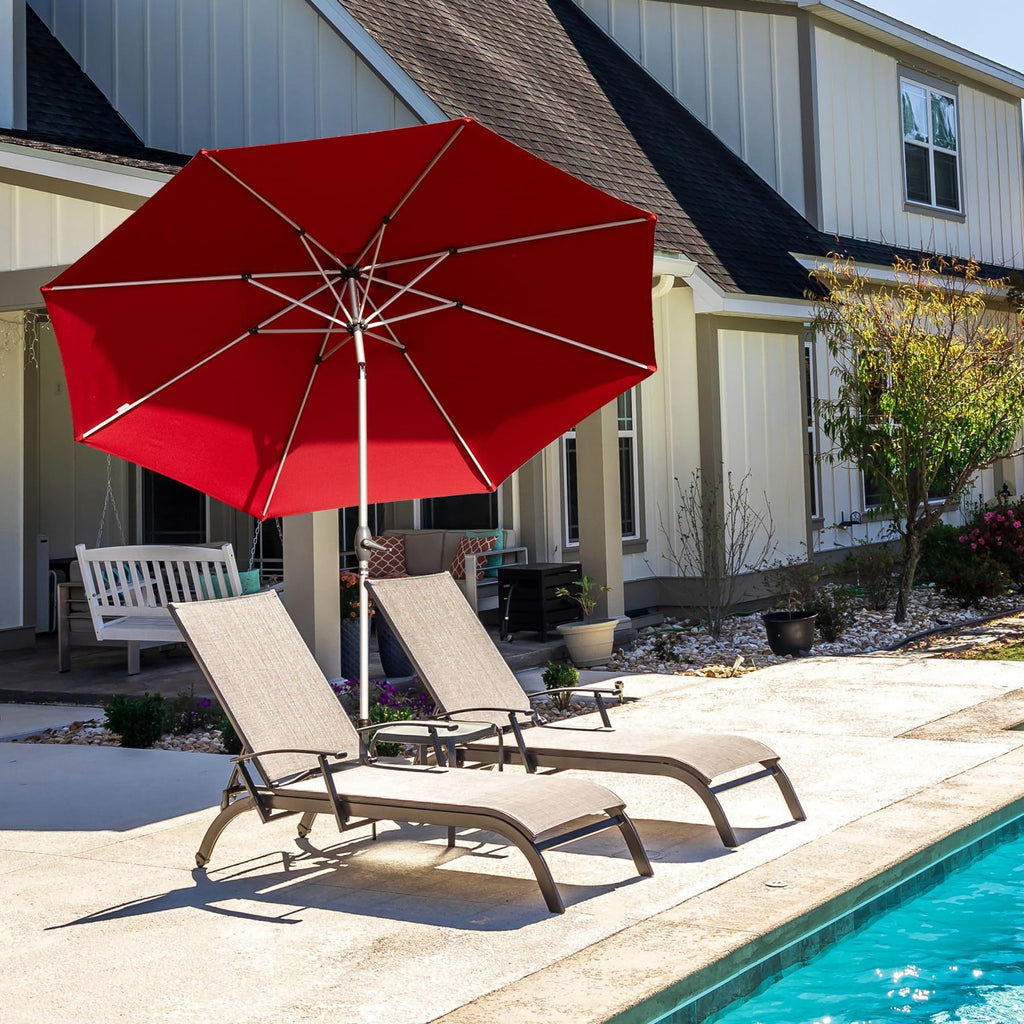 Leoglint 10FT Patio Umbrella, Outdoor Umbrella with Push Button Tilt and Crank, UV Protection Waterproof Market Sun Umbrella with 8 Sturdy Ribs for Garden, Deck, Backyard, Pool (Brick red)