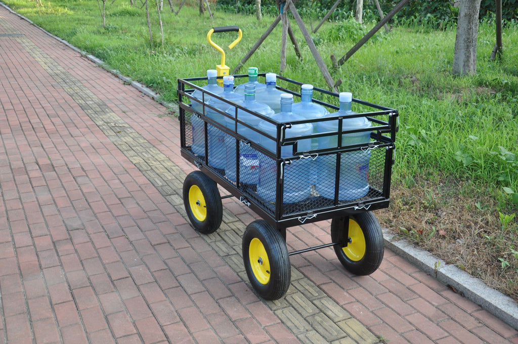 Leoglint Big Wagon Cart Garden cart trucks make it easier to transport firewood Yellow+BlackB