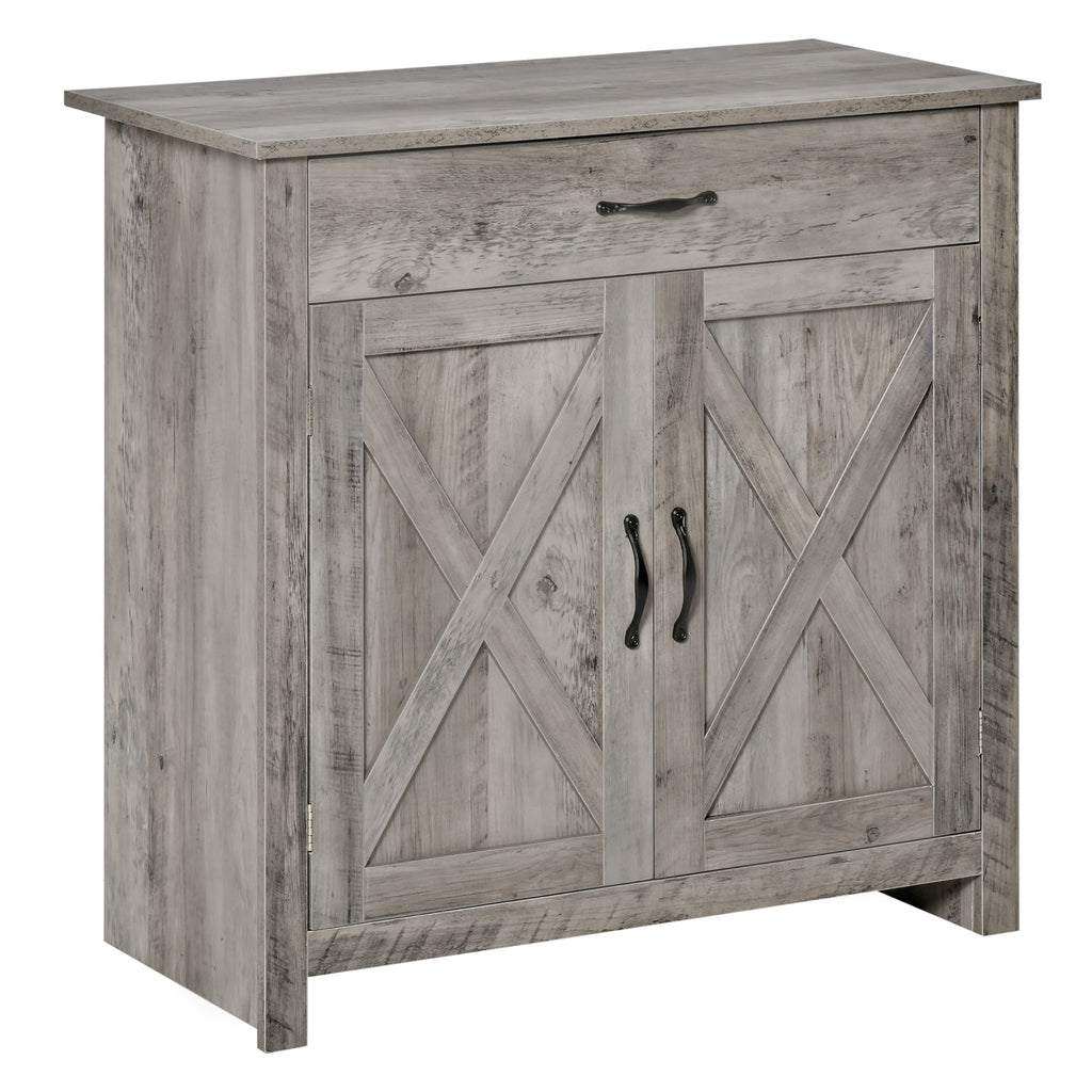 Leoglint Farmhouse Sideboard Buffet Cabinet, Barn Door Style Kitchen Cabinet, 32" Accent cabinet for Kitchen, Living Room or Entryway, Gray Wash