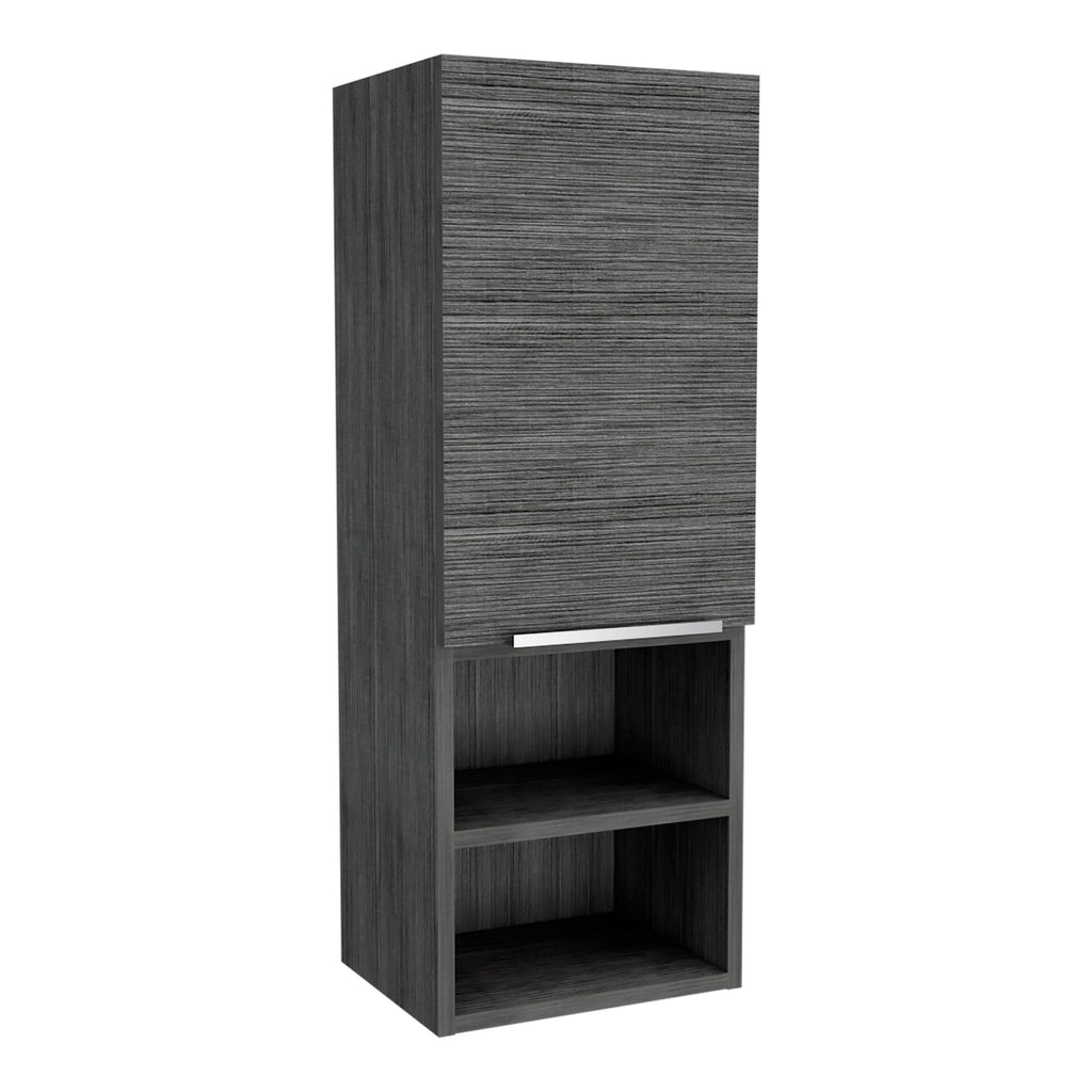 Leoglint Medicine 32H" Single Door Cabinet, Two External Shelves, Two Interior Shelves, Smokey Oak