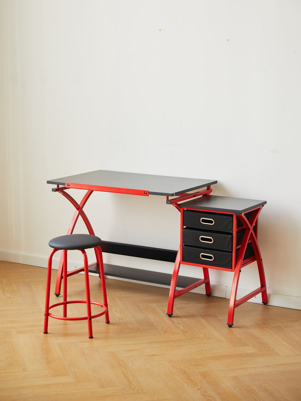 Leoglint Office desk drafting table red with stool