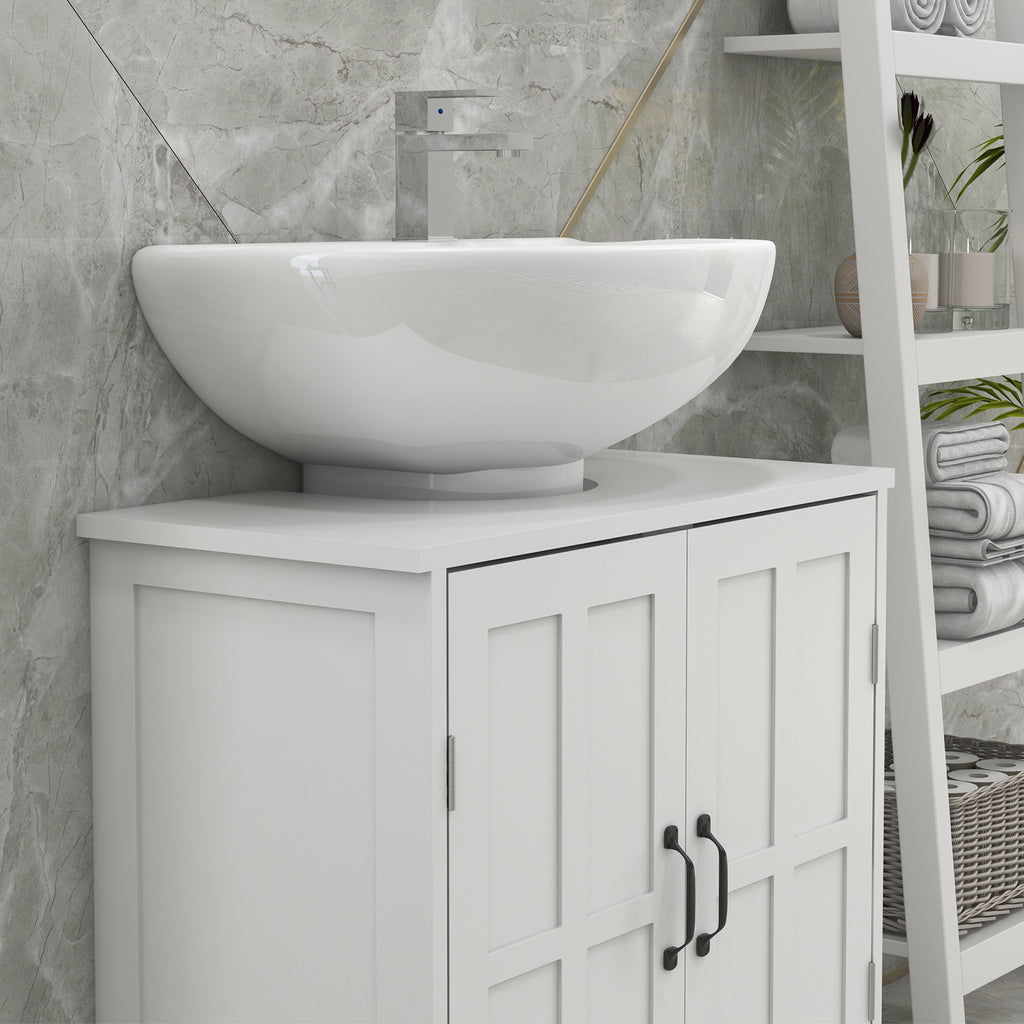 Leoglint Bathroom Vanity Sink Cabinet, Pedestal Sink Cabinet with Adjustable Shelf, White