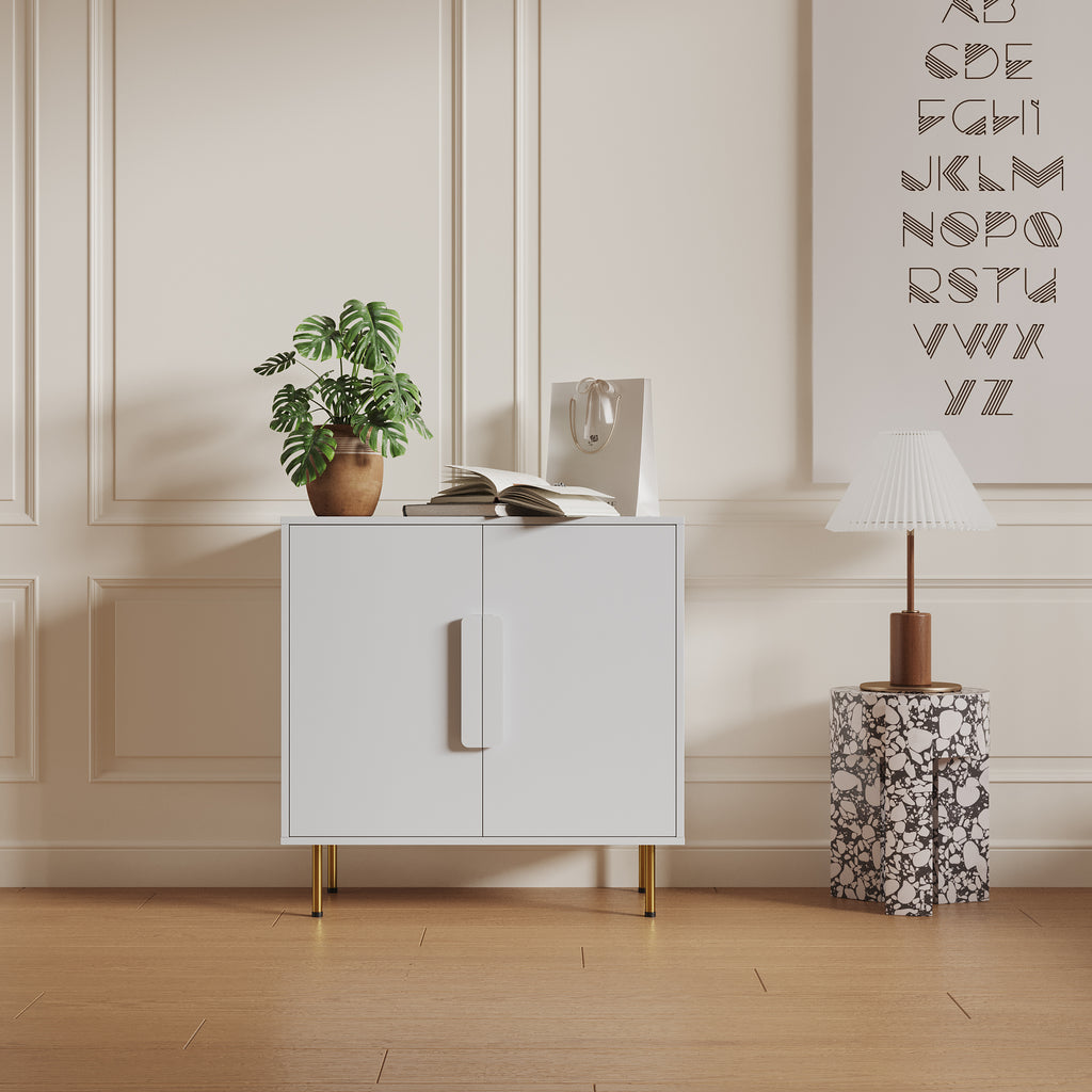 Leoglint Sideboard Buffet Cabinet with Storage Modern Storage Cabinets with 2 Doors with Handle for Living Room Dining Room Entryway, White