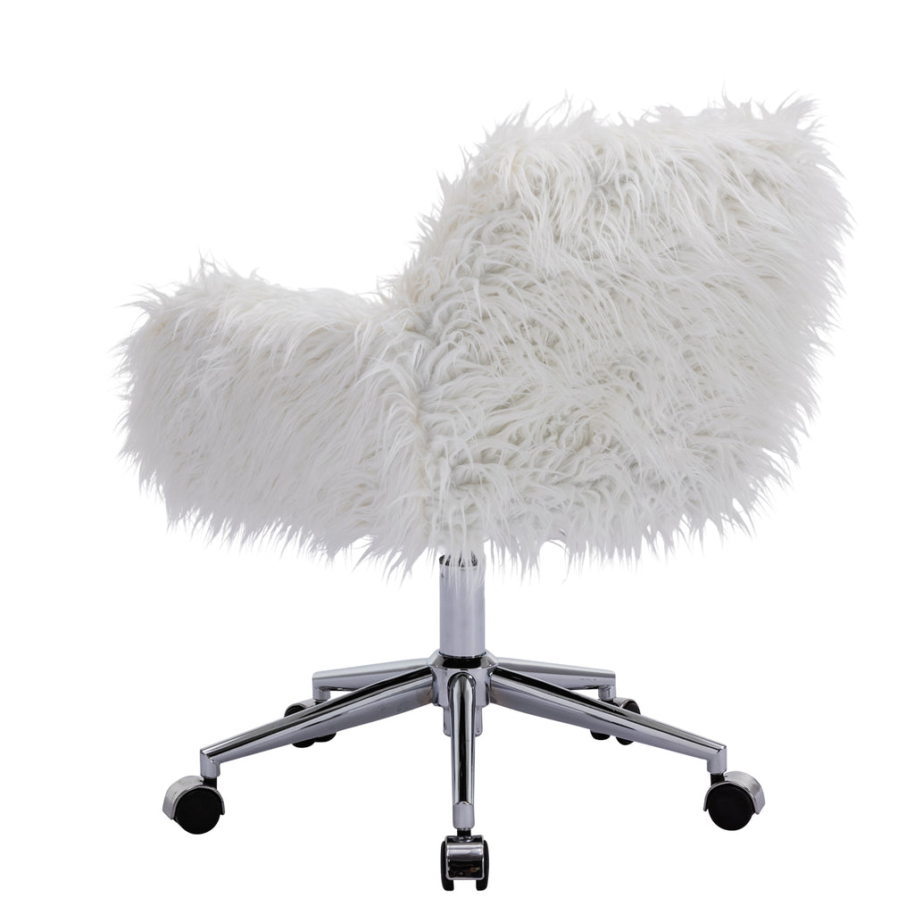 Leoglint HengMing Modern Faux fur home office chair, fluffy chair for girls, makeup vanity Chair