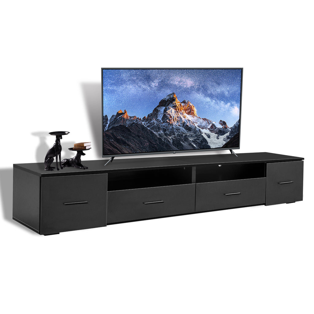 Leoglint Black TV Stand for Living Room,  Modern Entertainment Center Stand for TV Up to 90 Inch, Large Led TV Stand with 4 Storage Drawers, High Glossy Waterproof  TV Console, TV Table Media Furniture