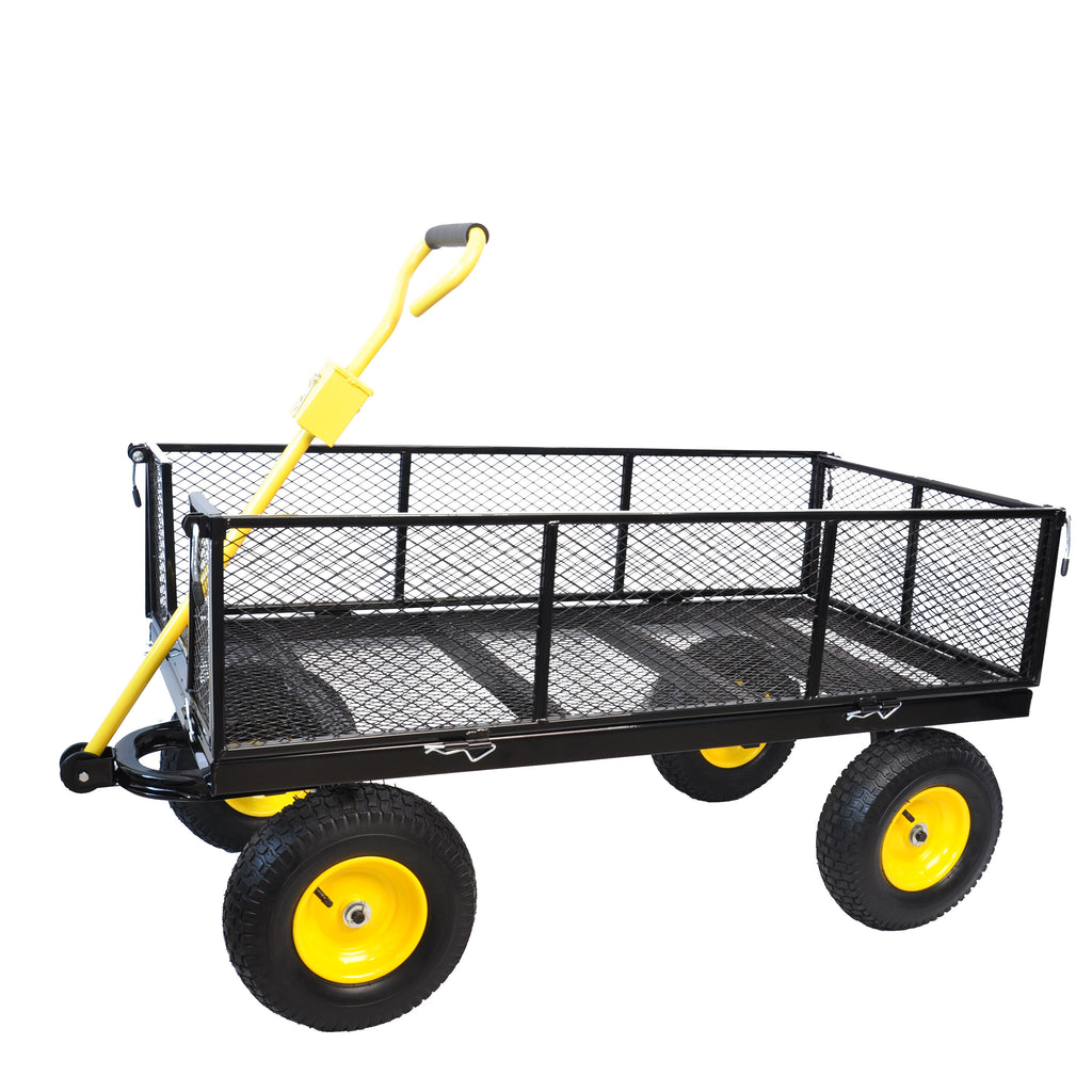 Leoglint BIG  Wagon Cart Garden cart trucks make it easier to transport firewood Yellow+Black Maximum static load is 880 lbs.