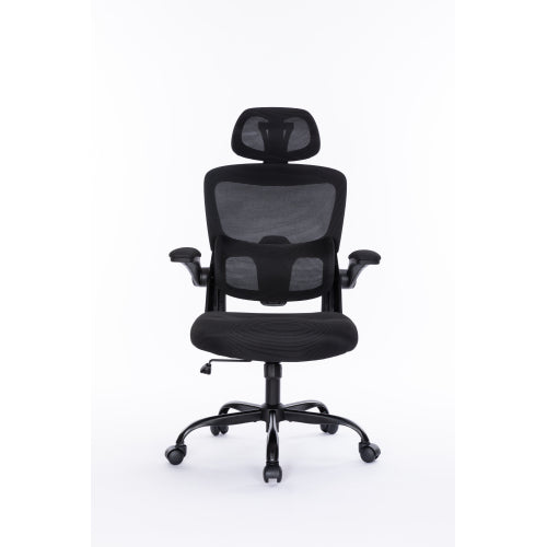 Leoglint Ergonomic Mesh Office Chair with 3D Adjustable Lumbar Support, High Back Desk Chair with Flip-up Arms, Executive Computer Chair Home Office Task Swivel Rolling Chairs for Adults