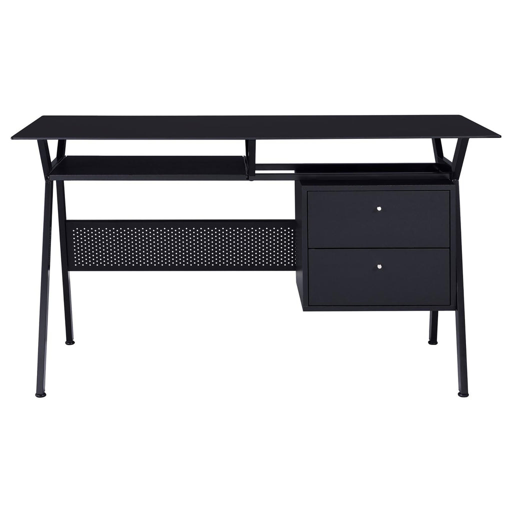 Leoglint Black 2-Drawer Computer Office Desk