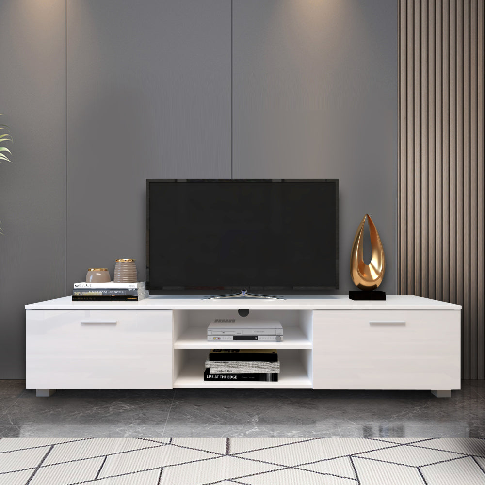 Leoglint White TV Stand for 70 Inch TV Stands, Media Console Entertainment Center Television Table, 2 Storage Cabinet with Open Shelves for Living Room Bedroom