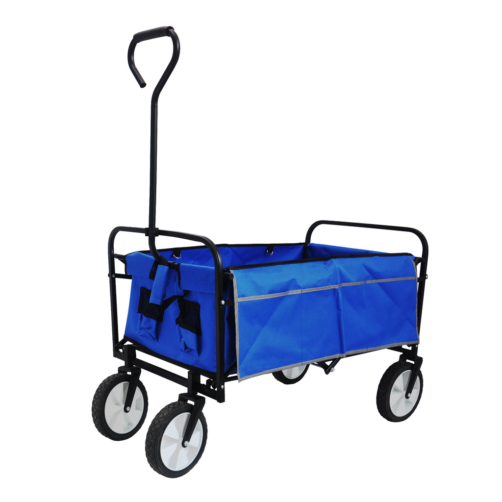 Leoglint Garden cart Folding Wagon Garden Shopping Beach Cart (Blue)