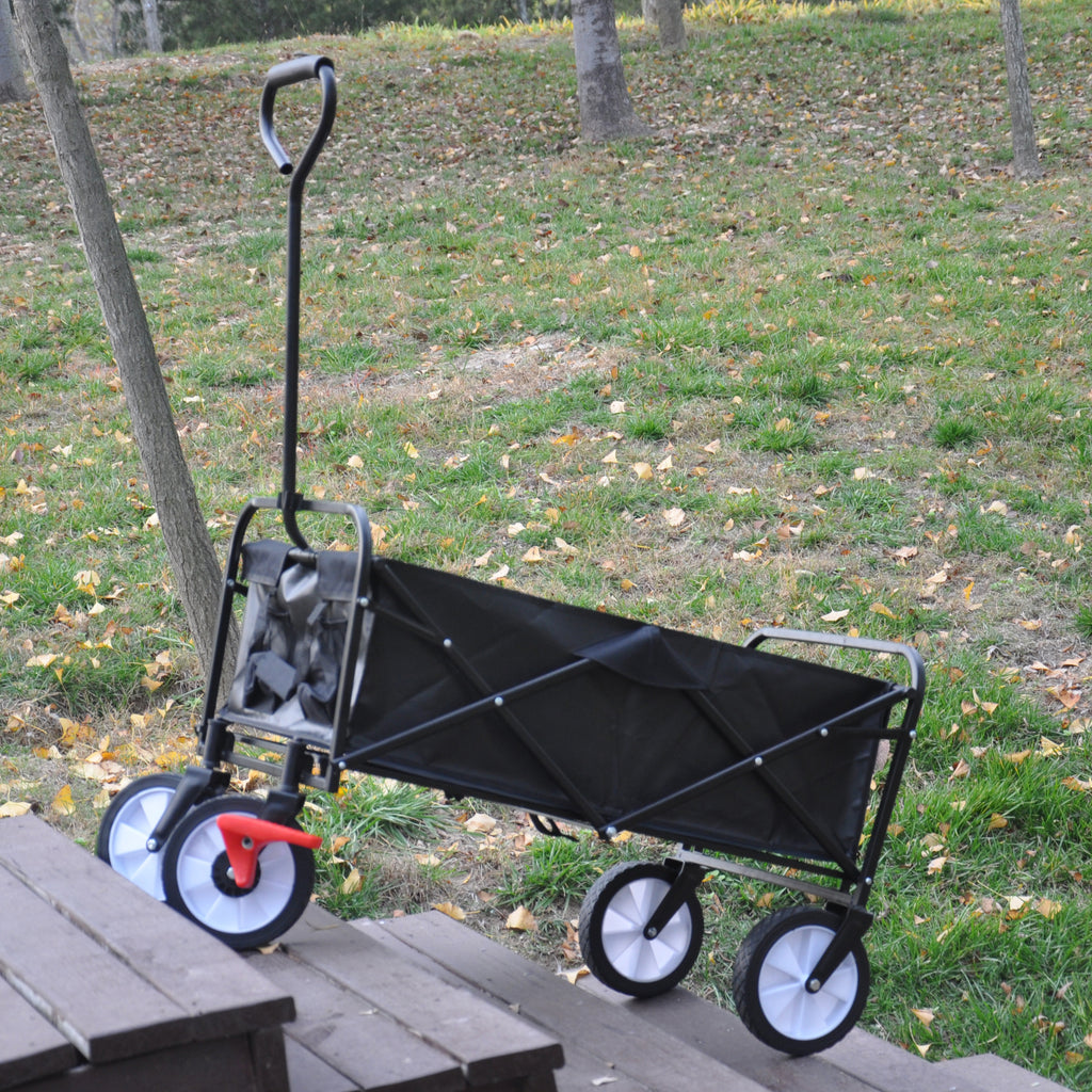 Leoglint Garden cart Folding Wagon Garden Shopping Beach Cart (black)