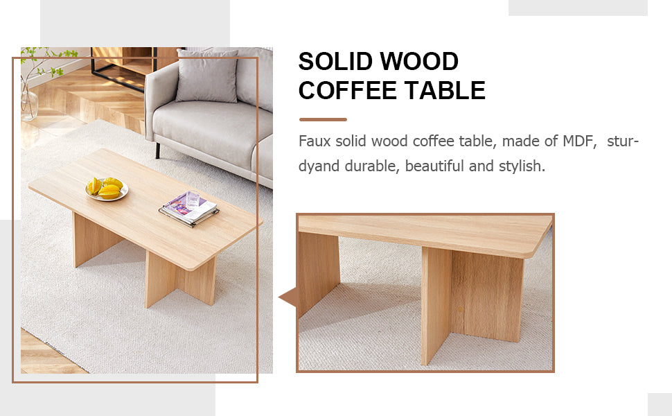 Leoglint A modern and practical wood colored coffee table. The coffee table is made of medium density fiberboard material and is suitable for living rooms, bedrooms, and study rooms. CT-2O