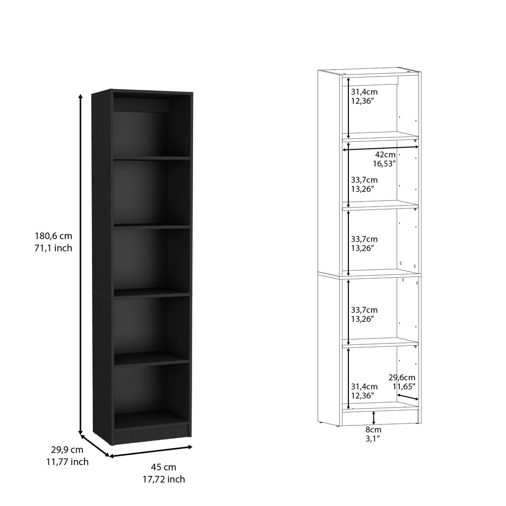 Leoglint Vinton XS Bookcase Compact Bookshelf with Multiple Shelves, Black